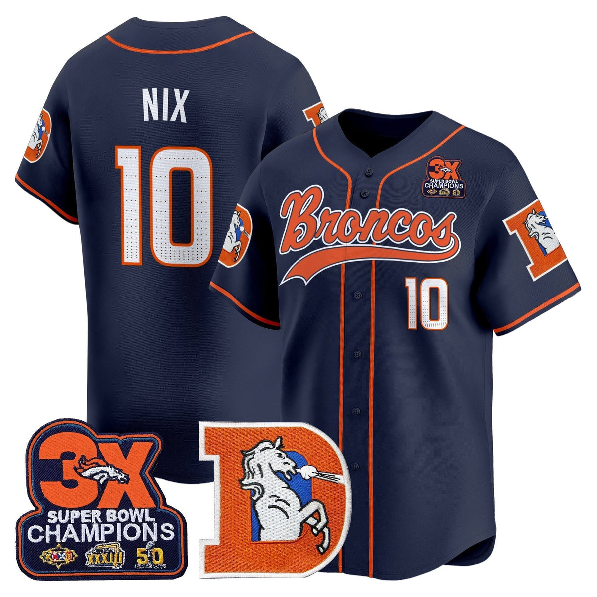 DEN Throwback Vapor Baseball Jersey - All Stitched