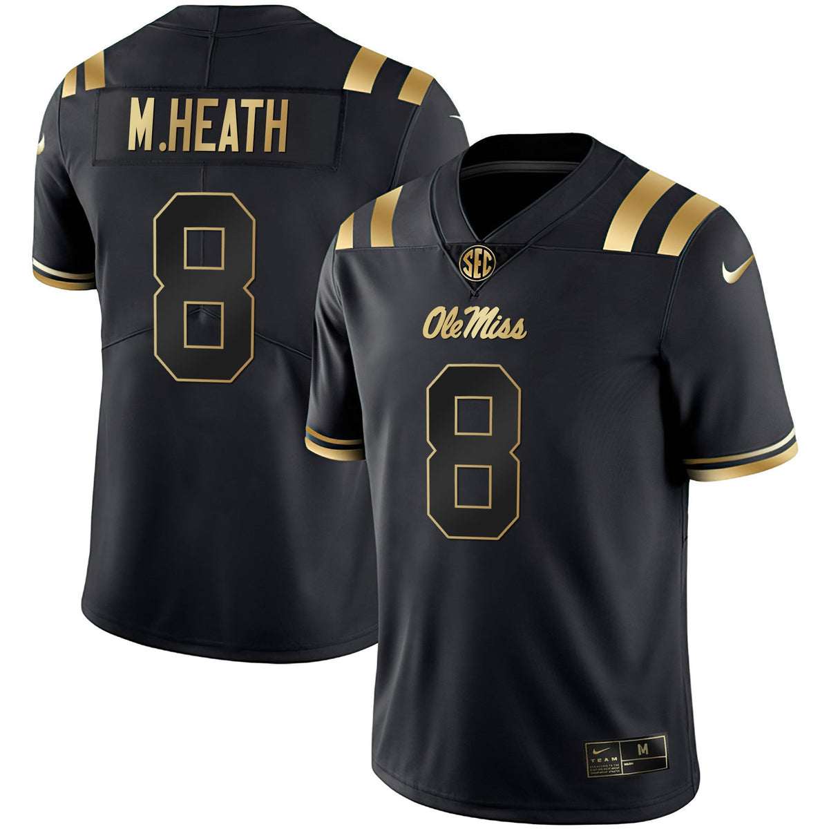 Men's Ole Miss Rebels Black Limited & Gold Vapor Jersey - All Stitched