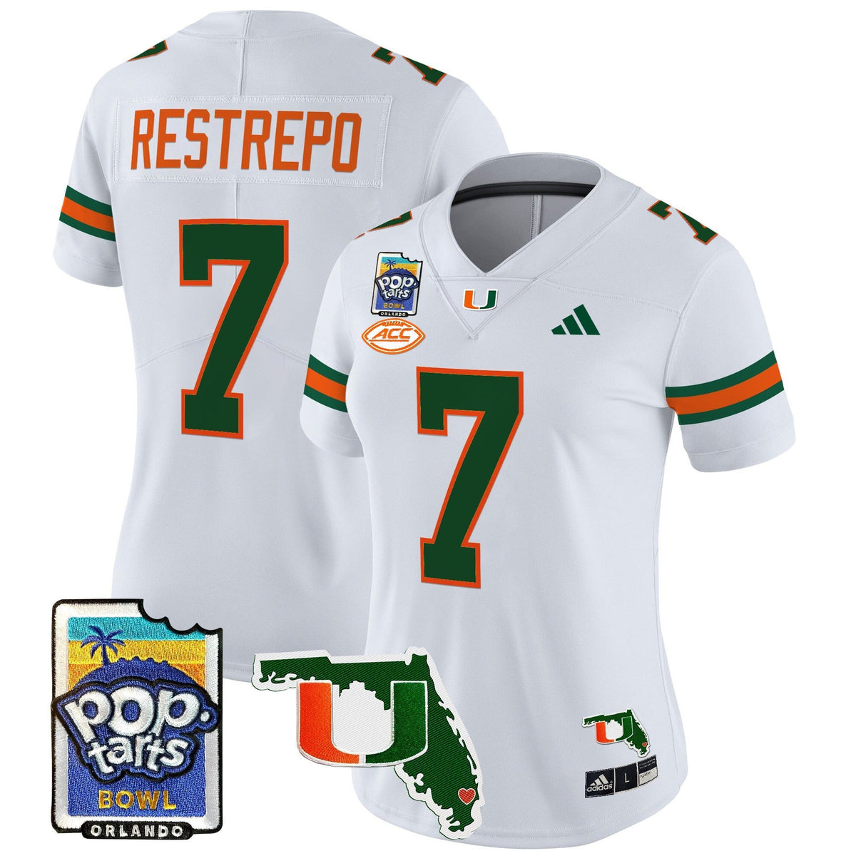 Women's Miami Hurricanes 2025 PopTarts Bowl Patch Vapor Limited Jersey - All Stitched