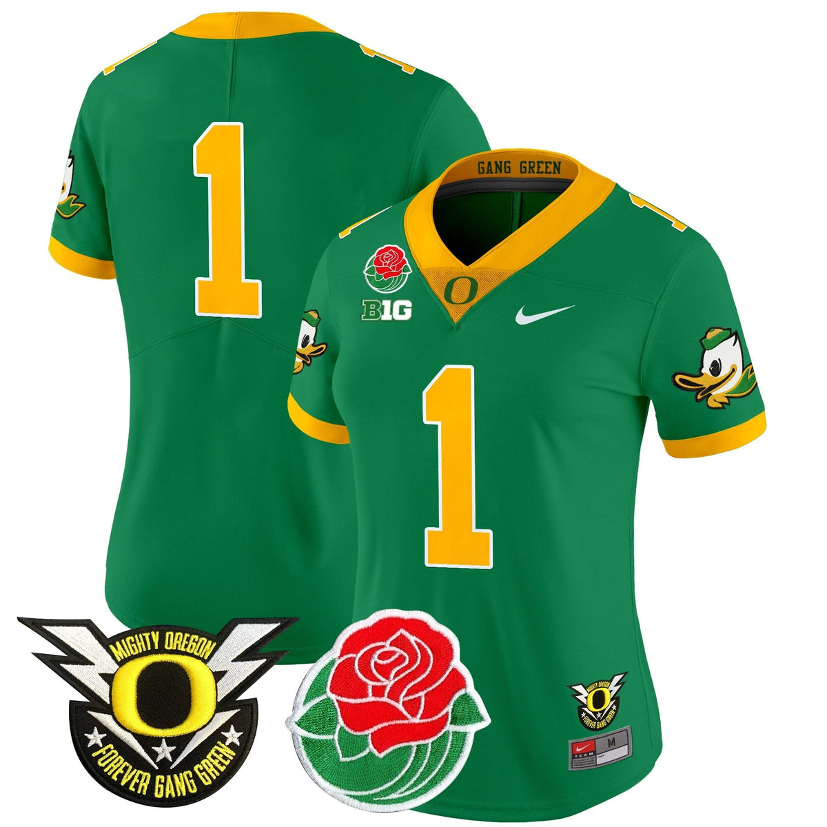Women's Oregon Ducks 2025 Rose Bowl Game & BIG Patch Vapor Limited Jersey - All Stitched