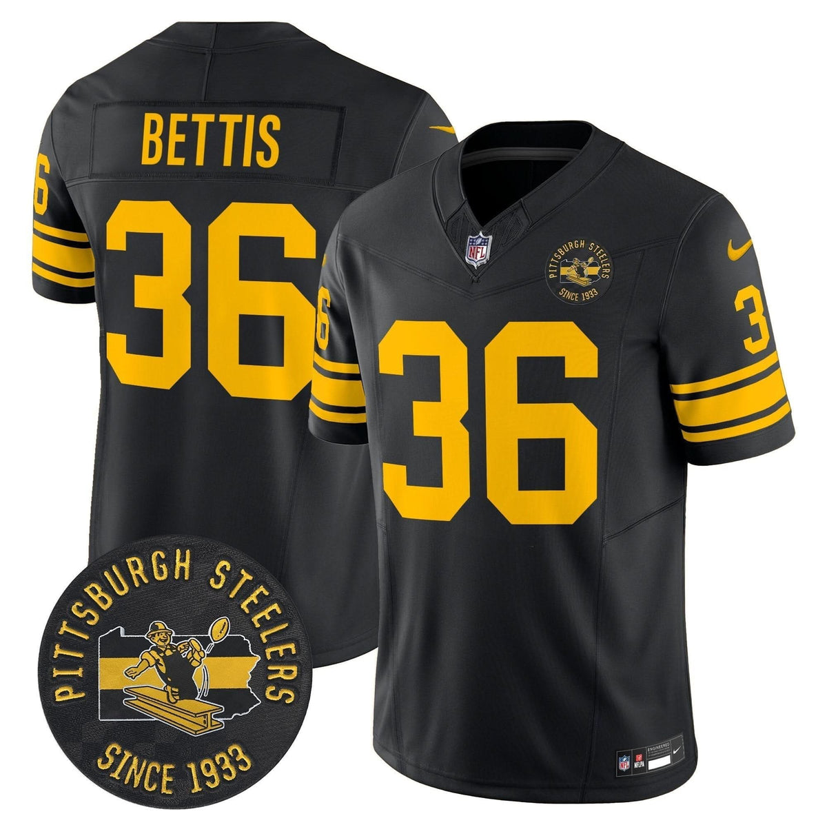 Pittsburgh Steelers Throwback 1962 Vapor Limited Jersey - Est. 1933 Patch - All Stitched