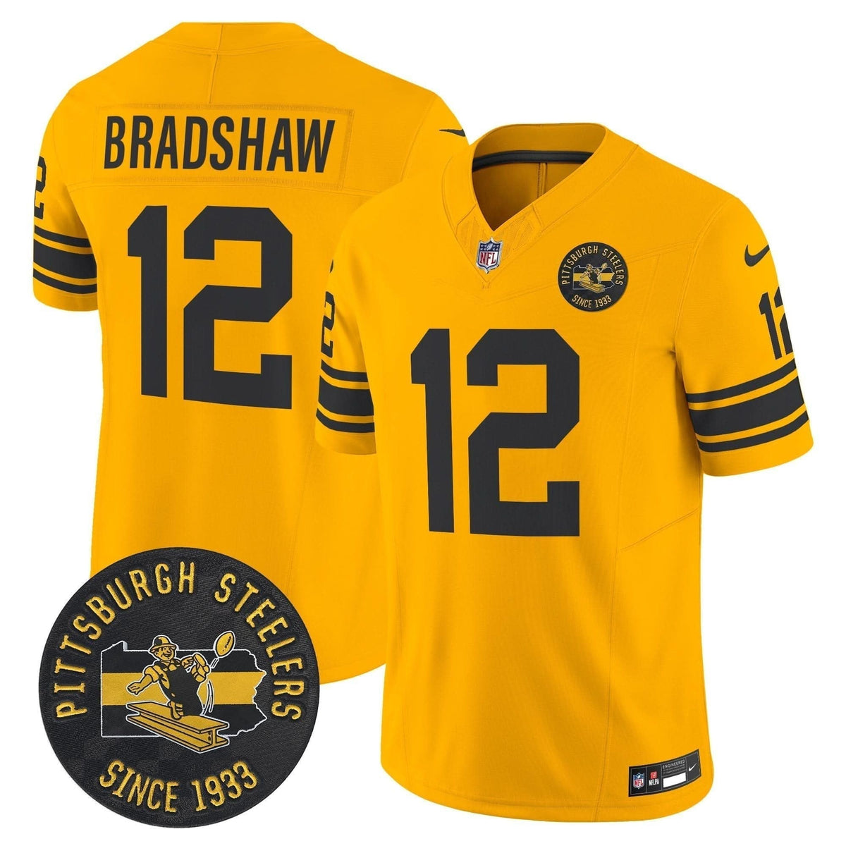 Pittsburgh Steelers Throwback 1962 Vapor Limited Jersey - Est. 1933 Patch - All Stitched