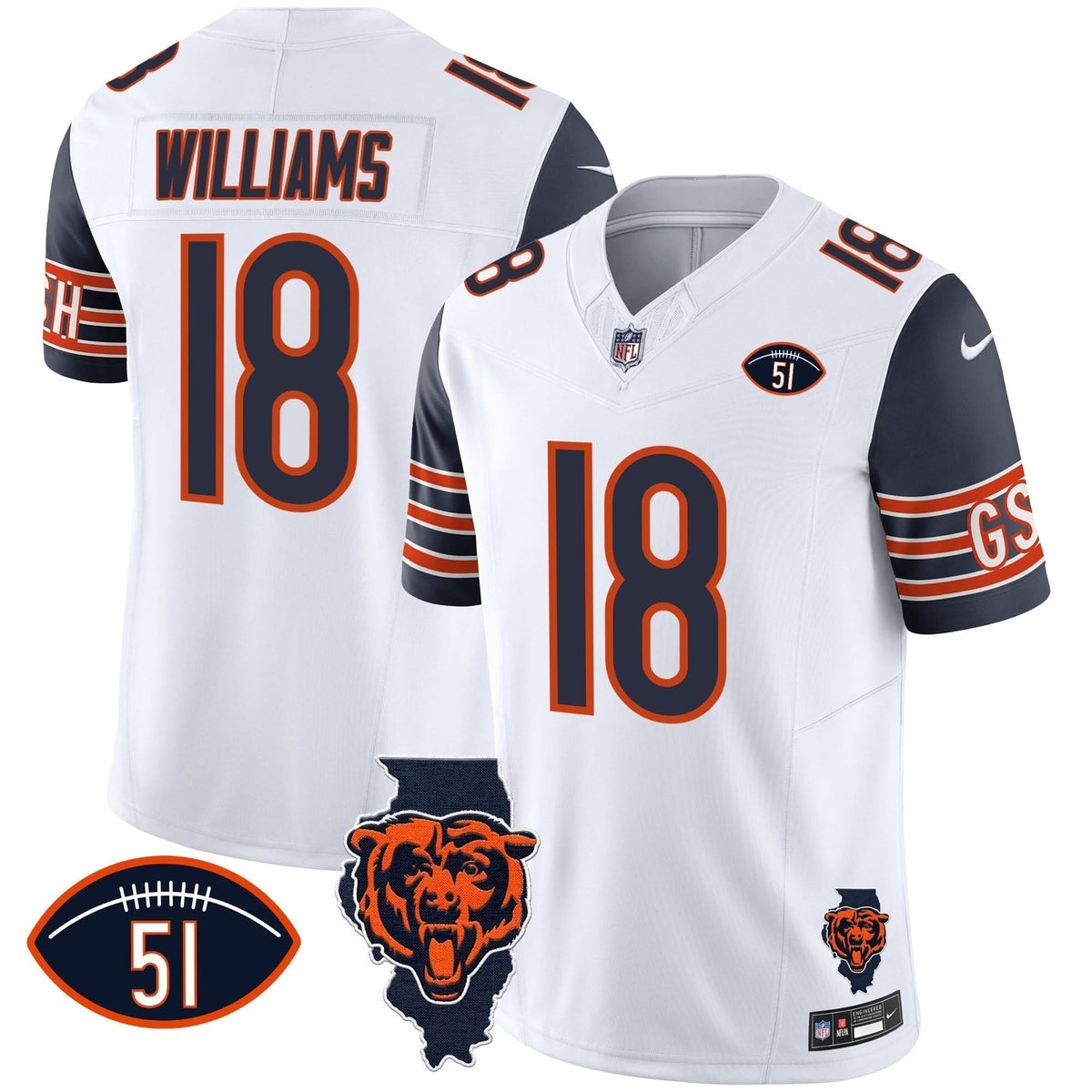 Bears Illinois Patch Vapor Jersey - All Stitched