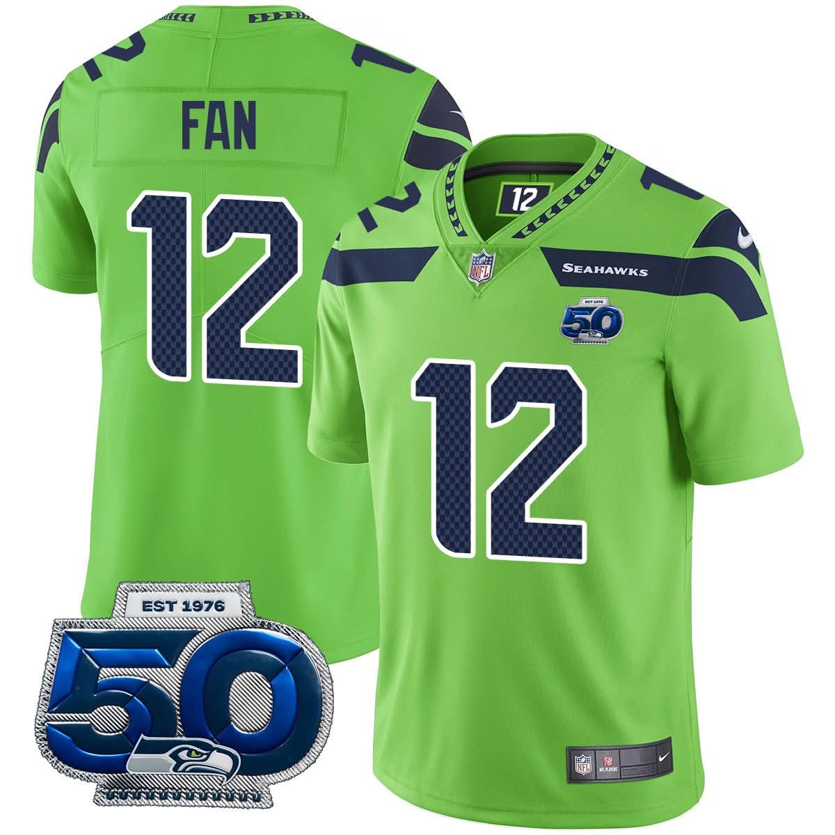 Seattle Seahawks 50th Season Vapor Limited Jersey - All Stitched