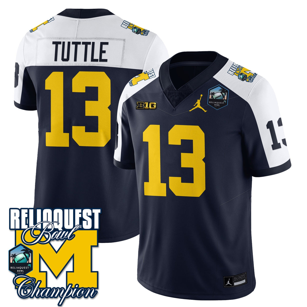 Men's Michigan Wolverines 2024 ReliaQuest Bowl Champions Jersey - All Stitched