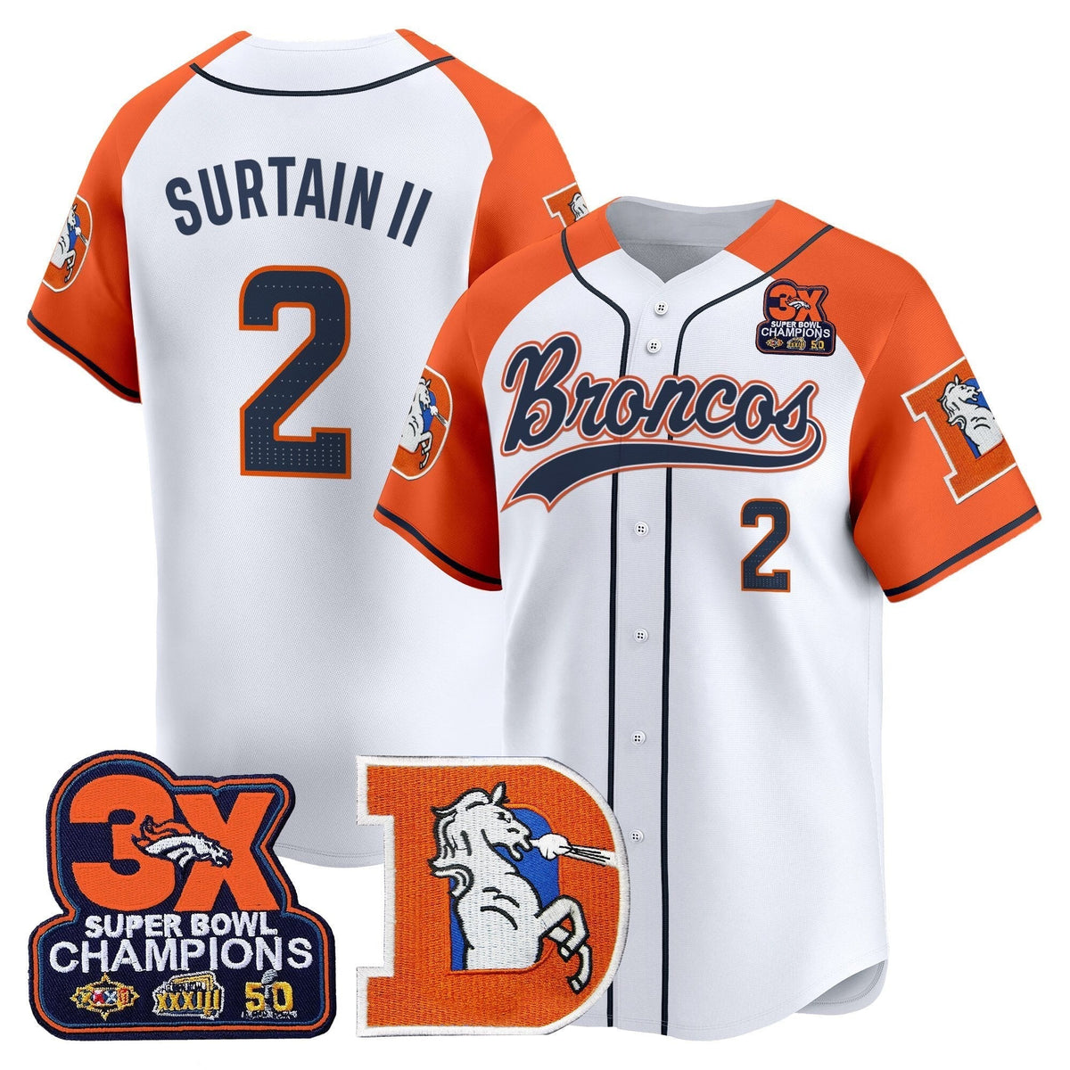 DEN Throwback Vapor Baseball Jersey - All Stitched