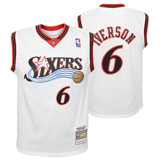 Philadelphia 76ers Allen Iverson Mitchell & Ness White 2002 Hardwood Classics Swingman Jersey