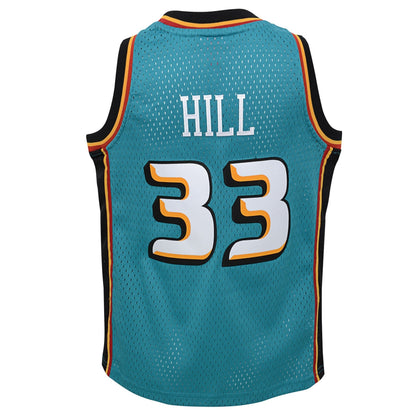 Detroit Pistons Grant Hill Mitchell & Ness Teal 1998-99 Hardwood Classics Swingman Jersey