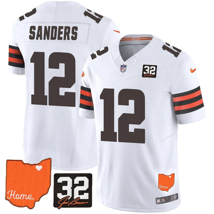 CLE #32 Jim Brown Memorial & Home Patch Vapor Limited Jersey