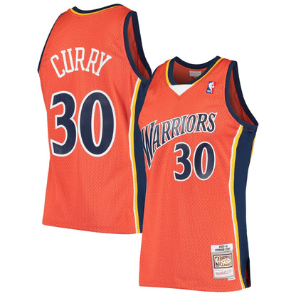 Men's Mitchell & Ness Stephen Curry Orange Golden State Warriors 2009-2010 Hardwood Classics Swingman Jersey