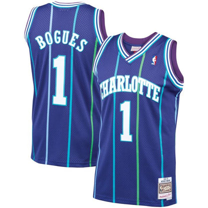 Charlotte Hornets Muggsy Bogues Mitchell & Ness Purple 1994-95 Hardwood Classics Swingman Jersey