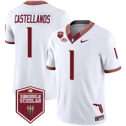 Men's Florida State Seminoles 2025 Seminole Scholar Patch Vapor Limited Jersey - All Stitched