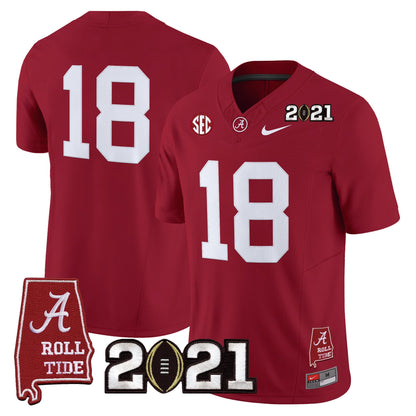 Men's Alabama Crimson Tide '2021 CFP National Championship' Vapor Limited Jersey - Alabama Map - All Stitched