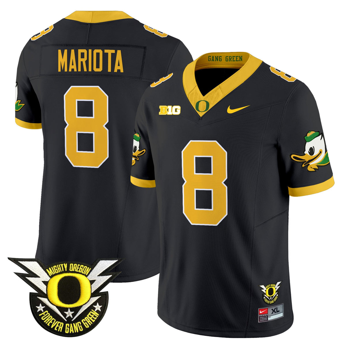 Men's Oregon Ducks 2024 Forever Gang Green & BIG Patch Vapor Limited Jersey - All Stitched