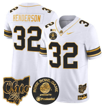 Men's Ohio State Buckeyes Rose Bowl Gold Vapor Limited Jersey - All Stitched
