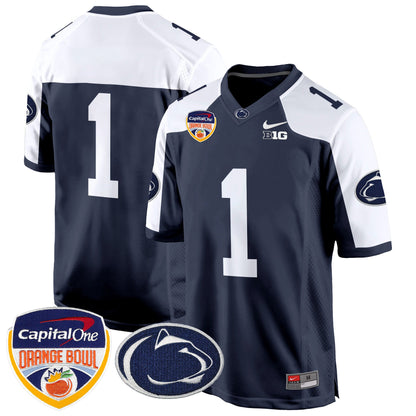 Men's Penn State Nittany Lions Orange Bowl Patch Game Jersey - All Stitched