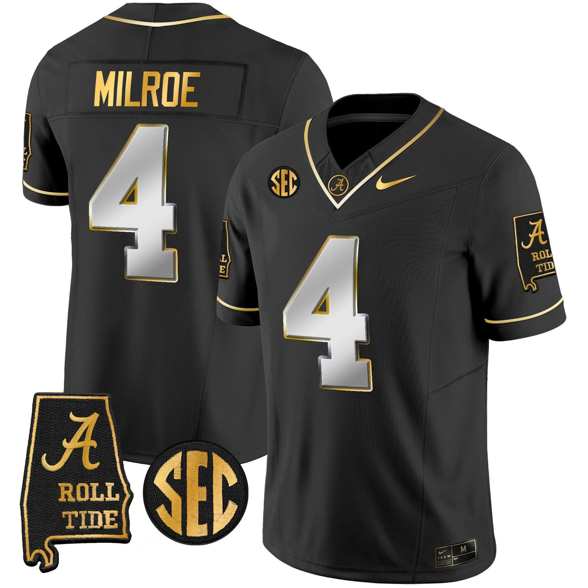 Men's Alabama Crimson Tide Vapor Gold Jersey V3 - Alabama Map - All Stitched