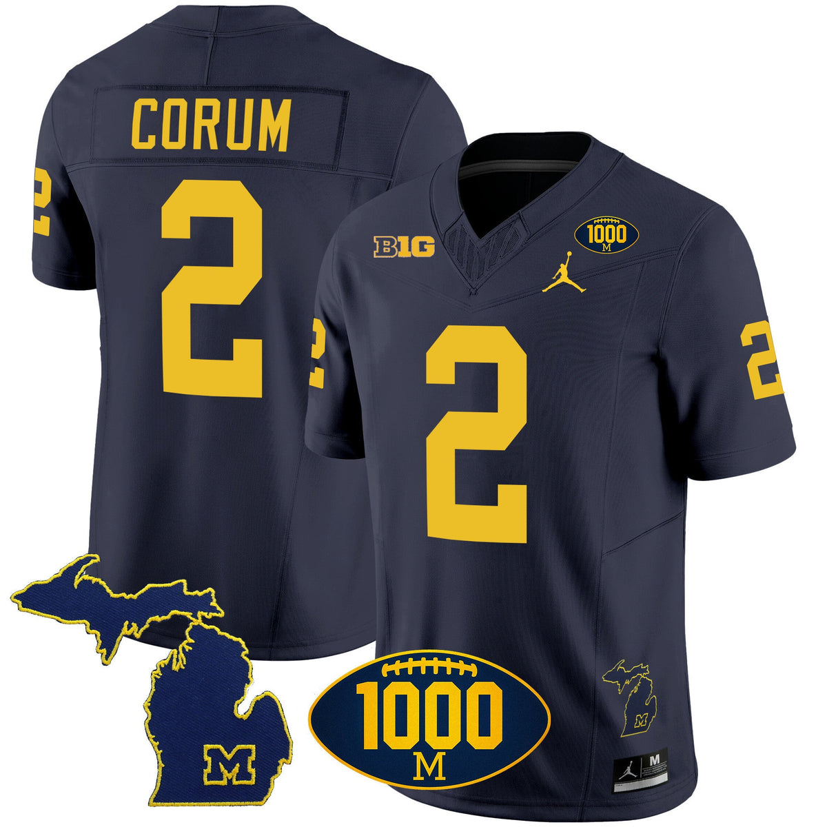 Men's Michigan Wolverines 1000 Wins Patch Vapor Jersey V3 - All Stitched