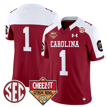 Men's South Carolina Gamecocks 1980 Throwback Cheez-It Citrus Bowl Patch Vapor Limited Jersey - All Stitched