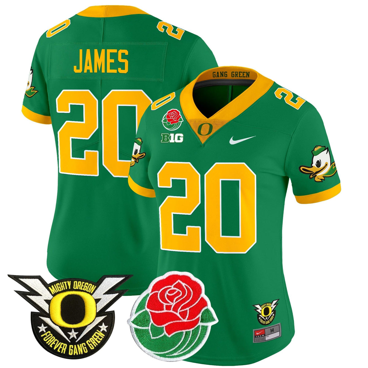 Women's Oregon Ducks 2025 Rose Bowl Game & BIG Patch Vapor Limited Jersey - All Stitched