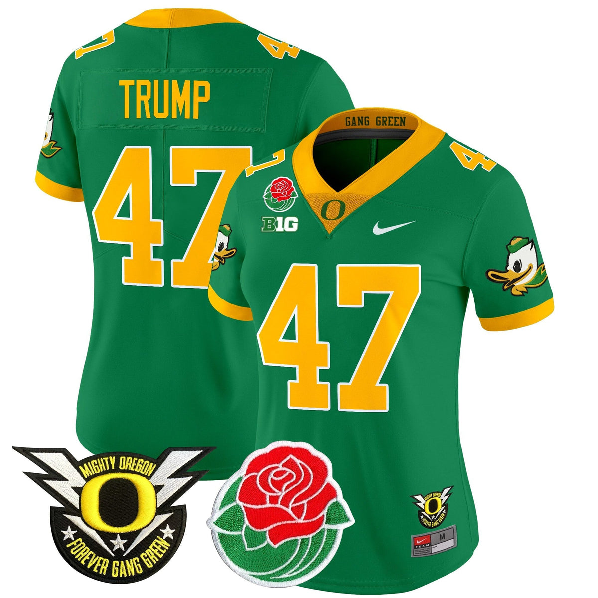 Women's Oregon Ducks 2025 Rose Bowl Game & BIG Patch Vapor Limited Jersey - All Stitched