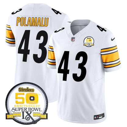 Steelers 50th Anniversary Of Super Bowl IX Patch Vapor Limited Jersey - All Stitched