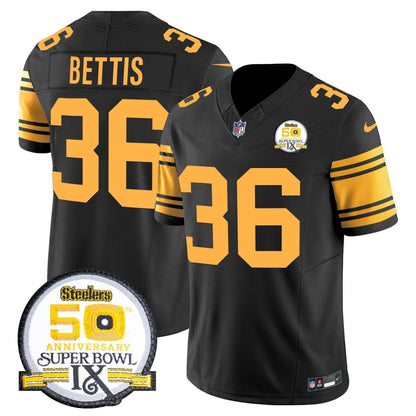 Steelers 50th Anniversary Of Super Bowl IX Patch Vapor Limited Jersey - All Stitched