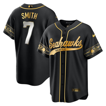 Seahawks Throwback & Gold Cool Base Jersey V2 - All Stitched
