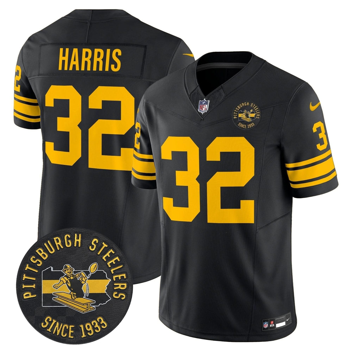 Pittsburgh Steelers Throwback 1962 Vapor Limited Jersey - Est. 1933 Patch - All Stitched