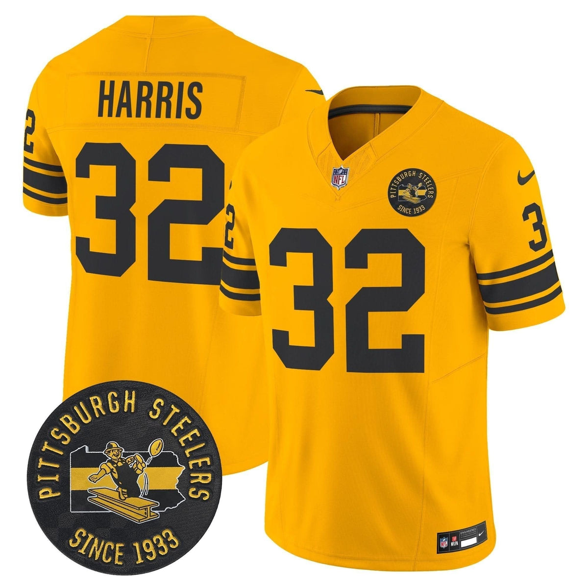 Pittsburgh Steelers Throwback 1962 Vapor Limited Jersey - Est. 1933 Patch - All Stitched