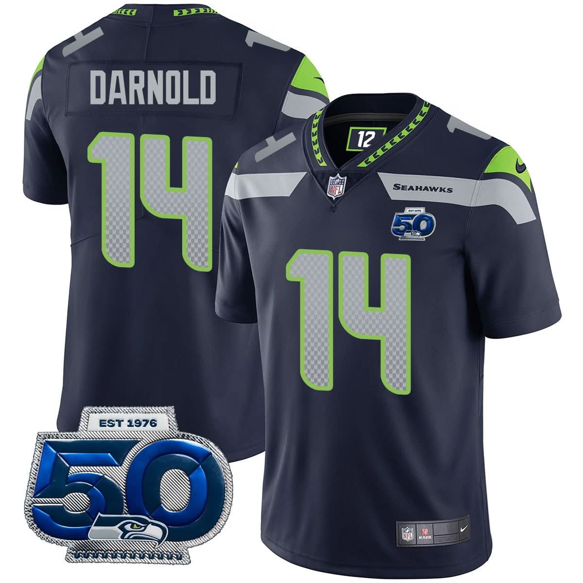 Seattle Seahawks 50th Season Vapor Limited Jersey - All Stitched