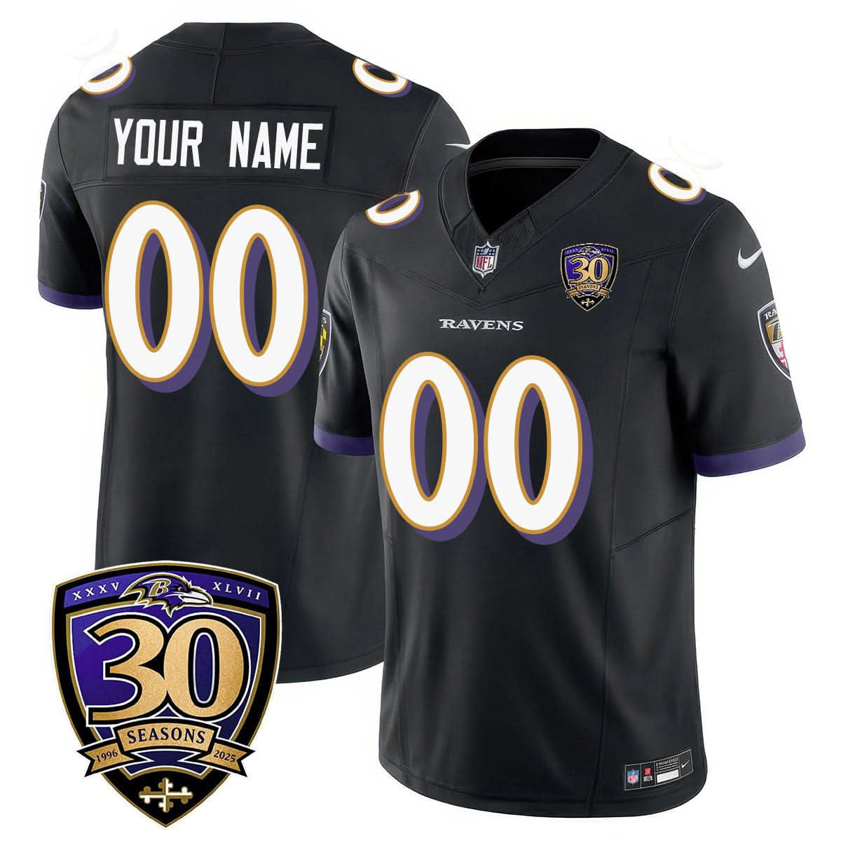 Custom Gender/Name Baltimore Ravens Limited 30th Season Jersey - All Stitched