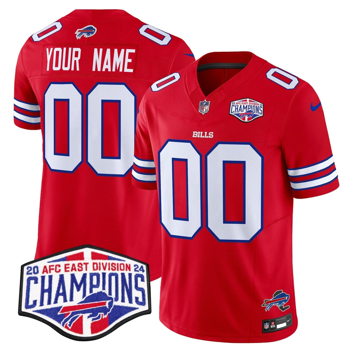 Bills 2024 AFC East Division Champions Vapor Limited Custom Jersey - All Stitched