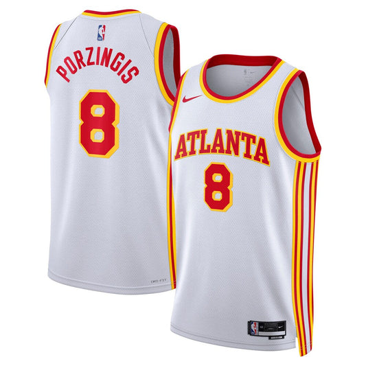 Atlanta Hawks Association Edition Swingman Jersey White Kristaps Porzngiis Unisex | RTJ13119