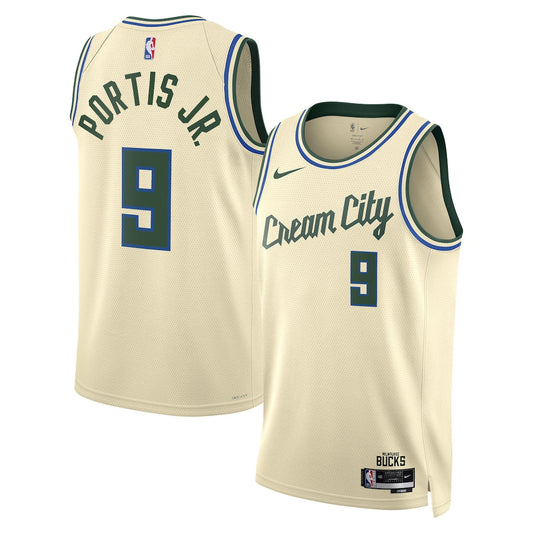 Milwaukee Bucks 202526 City Edition Swingman Jersey Cream Bobby Portis Unisex | RTJ13116