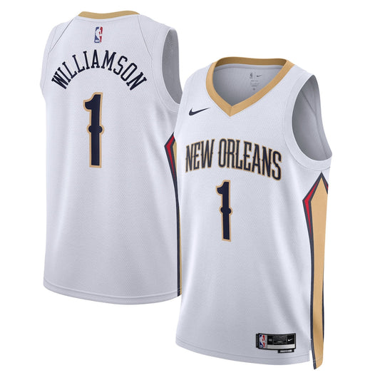 New Orleans Pelicans Association Edition Swingman Jersey White Zion Williamson Unisex | RTJ13061
